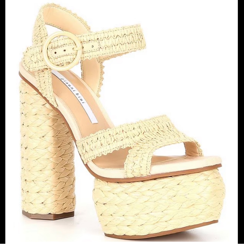 Gianni Bini Pelle Raffia Platform Sandals